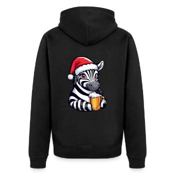 Zebra Weihnachten Bier Lustig - Unisex Premium Bio Zip Hoodie - Schwarz - Hinten - Nico (187cm)