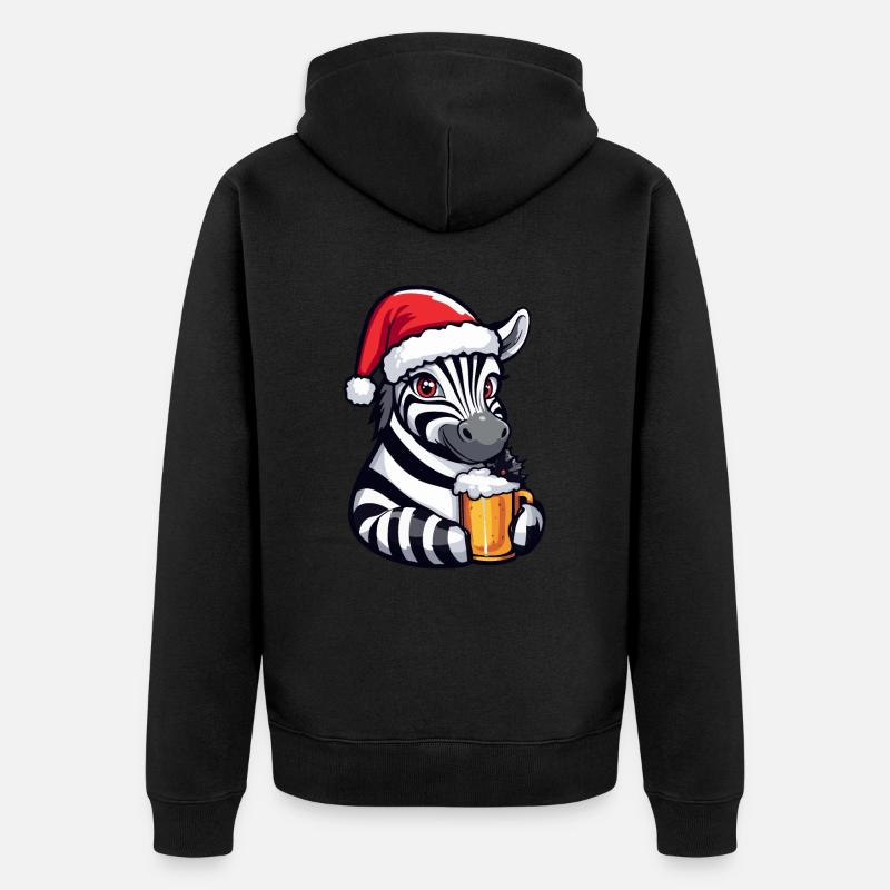 Zebra Bière de Noël Drôle - Veste à capuche bio Premium Unisexe - noir
