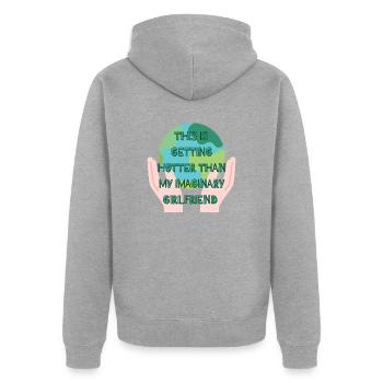 Stopper le réchauffement climatique - Veste à capuche bio Premium Unisexe - gris chiné - Dos - Nico (187cm)