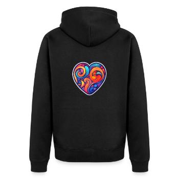 Colorful Heart - Unisex Premium Organic Zip Hoodie - black - Back - Nico (187cm)