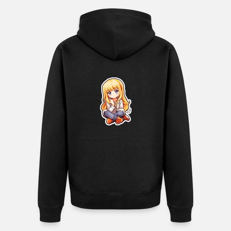 Mignonne fille d’anime - Veste à capuche bio Premium Unisexe - noir