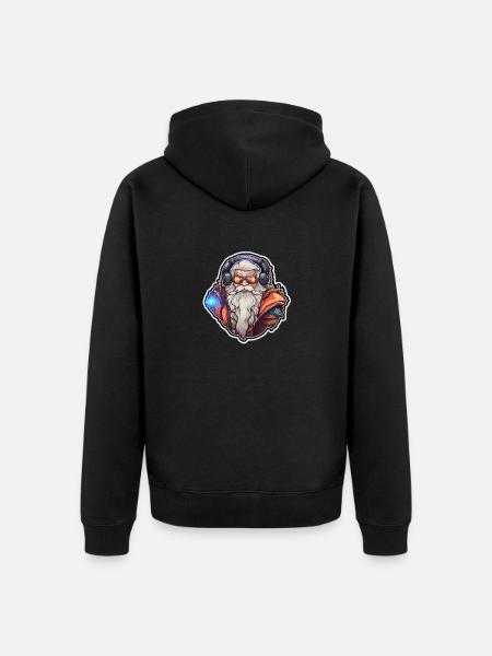 Old man gambling - Unisex Premium Organic Zip Hoodie - black