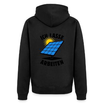 Ich lasse arbeiten - Photovoltaik - Solarenergie - Unisex Premium Bio Zip Hoodie - Schwarz - Hinten - Nico (187cm)