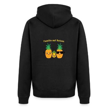Ananas Familie auf Reisen - Unisex Premium Bio Zip Hoodie - Schwarz - Hinten - Nico (187cm)