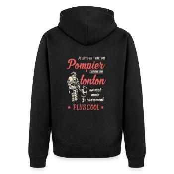 Super Tonton Pompier Cadeau Fete Des Peres - Veste à capuche bio Premium Unisexe - noir - Dos - Nico (187cm)