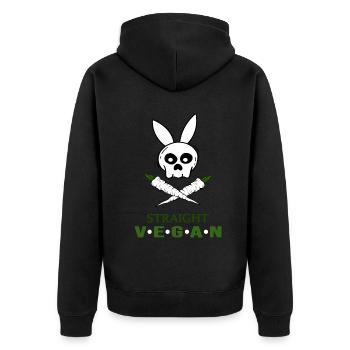straight vegan with carrot veganlife - Unisex Premium Organic Zip Hoodie - black - Back - Nico (187cm)
