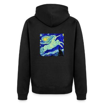 Einhorn Kunstwerk - Unisex Premium Bio Zip Hoodie - Schwarz - Hinten - Nico (187cm)