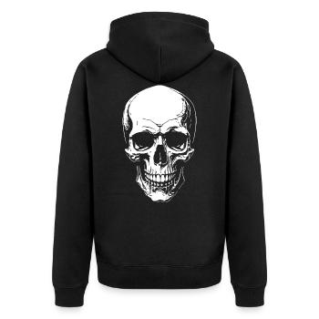 Totenkopf - Skull - Totenschädel - Unisex Premium Bio Zip Hoodie - Schwarz - Hinten - Nico (187cm)