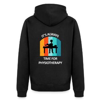 Physiotherapist Humorous Gift Saying Funny - Unisex Premium Organic Zip Hoodie - black - Back - Nico (187cm)
