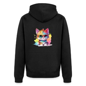 Cadeau mignon pour les fans de bébé chat pour enfants et chats - Veste à capuche bio Premium Unisexe - noir - Dos - Nico (187cm)
