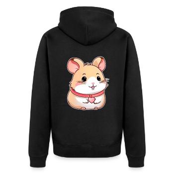 Hamster mignon avec des coeurs - Veste à capuche bio Premium Unisexe - noir - Dos - Nico (187cm)