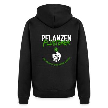 Pflanzen Flüsterer - Unisex Premium Bio Zip Hoodie - Schwarz - Hinten - Nico (187cm)