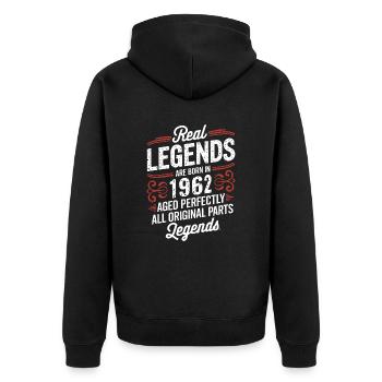 62nd Anniversary September 1962 - Unisex Premium Organic Zip Hoodie - black - Back - Nico (187cm)
