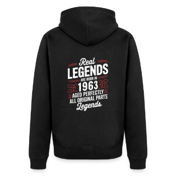 63e Anniversaire Septembre 1963 - Veste à capuche bio Premium Unisexe - noir - Dos - Nico (187cm)