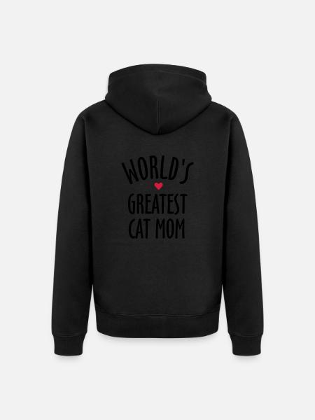 World's Greatest Cat Mom - Unisex Premium Organic Zip Hoodie - black