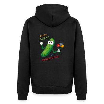 Alles Gurke zum Geburtstag - Unisex Premium Bio Zip Hoodie - Schwarz - Hinten - Nico (187cm)