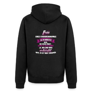 Feuerwehrmann - Unisex Premium Bio Zip Hoodie - Schwarz - Hinten - Nico (187cm)