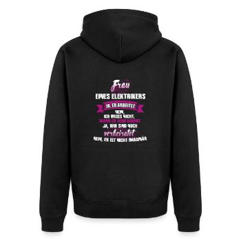 Elektriker - Unisex Premium Bio Zip Hoodie - Schwarz - Hinten - Nico (187cm)