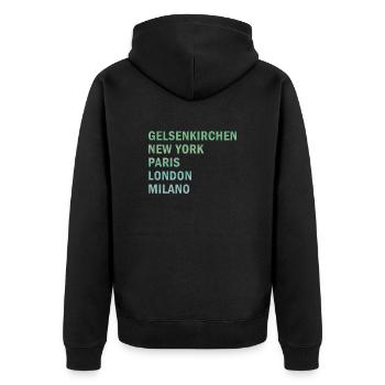 Metropole Gelsenkirchen - Unisex Premium Bio Zip Hoodie - Schwarz - Hinten - Nico (187cm)