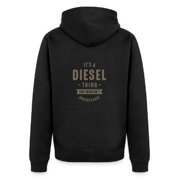 Diesel - Unisex Premium Organic Zip Hoodie - black - Back - Nico (187cm)