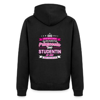 Studentin - Unisex Premium Bio Zip Hoodie - Schwarz - Hinten - Nico (187cm)