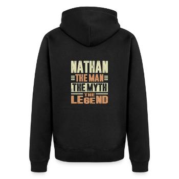 Nathan The Man - Unisex Premium Organic Zip Hoodie - black - Back - Nico (187cm)