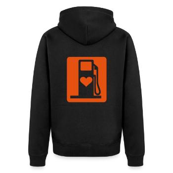 Love Gas UK eu - Unisex Premium Organic Zip Hoodie - black - Back - Nico (187cm)