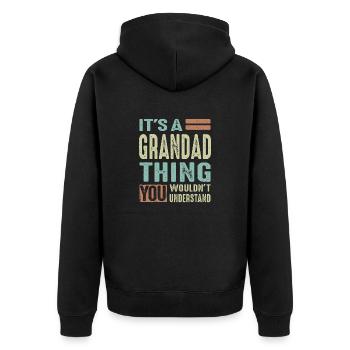 Grandad Thing - Unisex Premium Organic Zip Hoodie - black - Back - Nico (187cm)