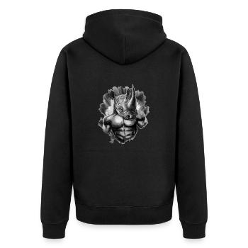 rhino - Unisex Premium Bio Zip Hoodie - Schwarz - Hinten - Nico (187cm)