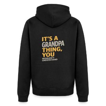 Grandpa Thing - Unisex Premium Organic Zip Hoodie - black - Back - Nico (187cm)