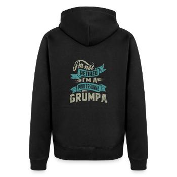 Professional Grumpa - Unisex Premium Organic Zip Hoodie - black - Back - Nico (187cm)