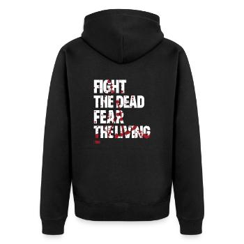 FIGHT THE DEAD FEAR THE LIVING - Unisex Premium Bio Zip Hoodie - Schwarz - Hinten - Nico (187cm)