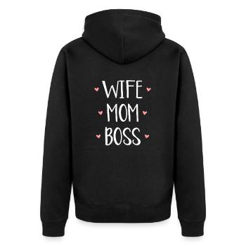 Épouse maman patron - Veste à capuche bio Premium Unisexe - noir - Dos - Nico (187cm)
