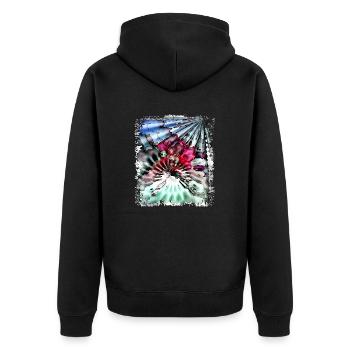 Psychedelic Power - Unisex Premium Bio Zip Hoodie - Schwarz - Hinten - Nico (187cm)