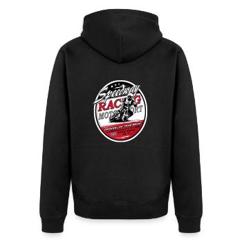 Speedway Racing_AAA - Unisex Premium Bio Zip Hoodie - Schwarz - Hinten - Nico (187cm)