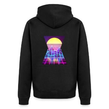80er Retro - Unisex Premium Bio Zip Hoodie - Schwarz - Hinten - Nico (187cm)