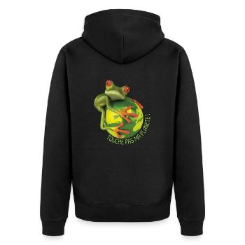 grenouille / frog touche pas ma planète - Veste à capuche bio Premium Unisexe - noir - Dos - Nico (187cm)