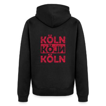Köln Colonia Kölle Dom Geschenk - Unisex Premium Bio Zip Hoodie - Schwarz - Hinten - Nico (187cm)