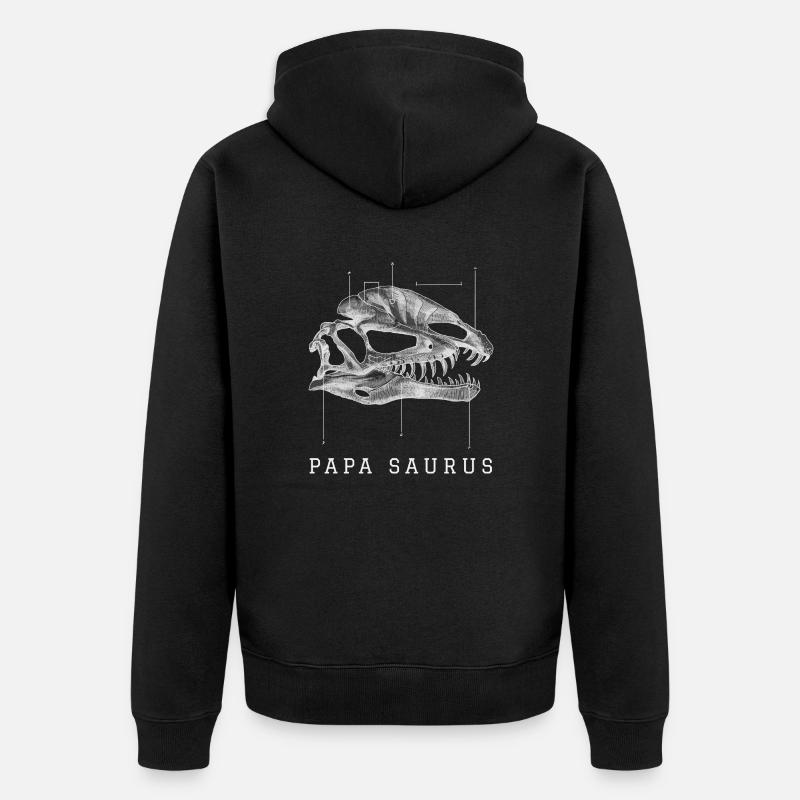 Papasaurus - Unisex Premium Bio Zip Hoodie - Schwarz