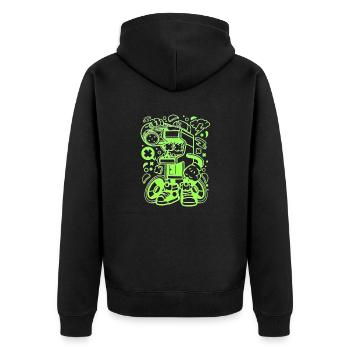 Arcade Spiele - Unisex Premium Bio Zip Hoodie - Schwarz - Hinten - Nico (187cm)