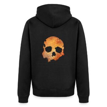 Schädel - Unisex Premium Bio Zip Hoodie - Schwarz - Hinten - Nico (187cm)