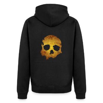 Schädel - Unisex Premium Bio Zip Hoodie - Schwarz - Hinten - Nico (187cm)