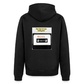 Bibi - Unisex Premium Bio Zip Hoodie - Schwarz - Hinten - Nico (187cm)