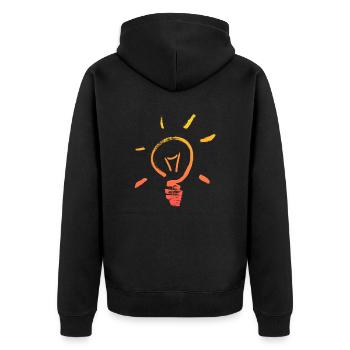 Glühbirne Vintage Lampe am Leuchten - Unisex Premium Bio Zip Hoodie - Schwarz - Hinten - Nico (187cm)