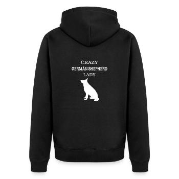 Crazy German Shepherd lady - Unisex Premium Organic Zip Hoodie - black - Back - Nico (187cm)