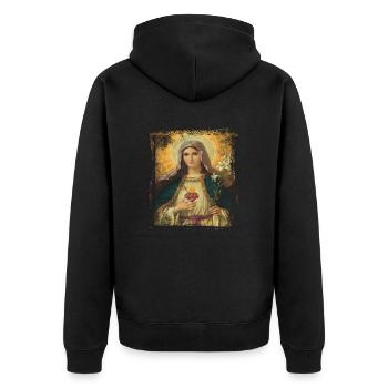 Jesus Maria Holly Mary - Unisex Premium Bio Zip Hoodie - Schwarz - Hinten - Nico (187cm)