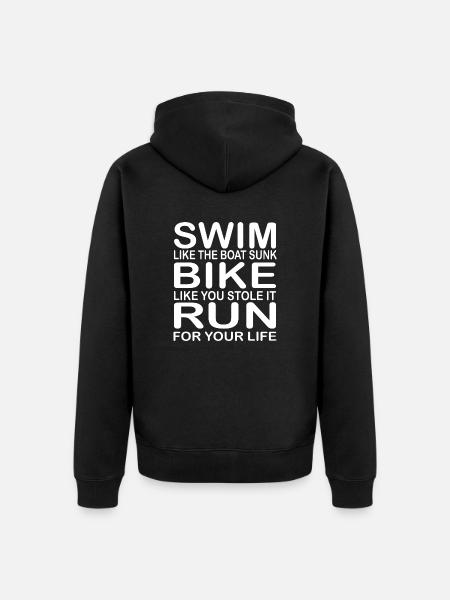 Triathlon Swim Bike Run - Unisex Premium Organic Zip Hoodie - black