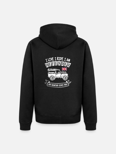 Landy Defender Life - Unisex Premium Organic Zip Hoodie - black