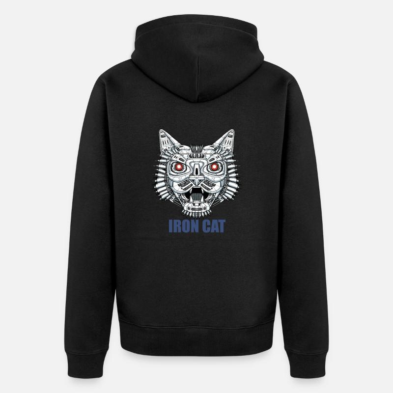 Roboter Katze - Unisex Premium Bio Zip Hoodie - Schwarz