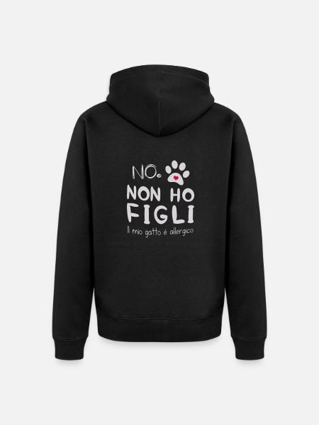 white allergic cat - Unisex Premium Organic Zip Hoodie - black